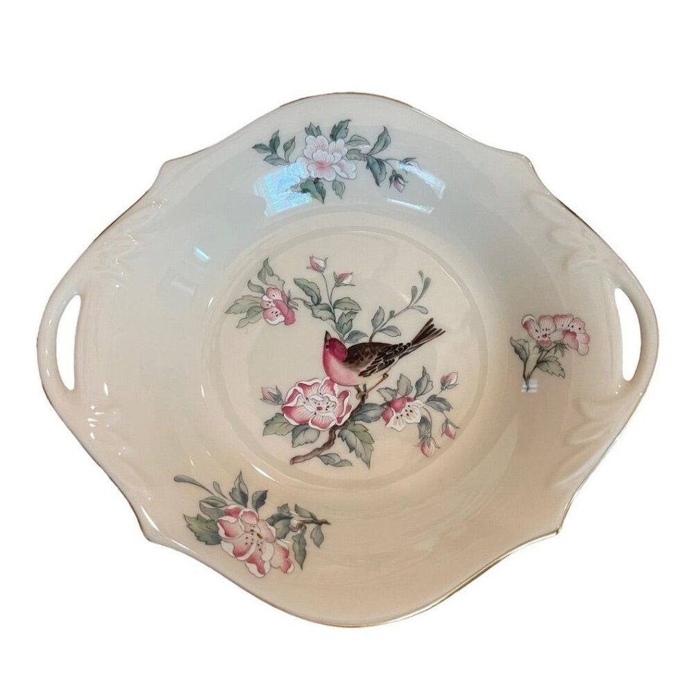 Vintage‎ Lenox Serenade Candy Dish Hand Decorated With 24K Gold Trim 8" x 6"